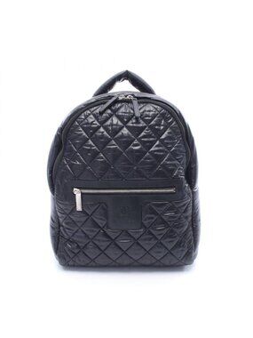 Authentic CHANEL tweed leather black khaki backpack Chanel Vintage Raffia Leather CC Circle Turnlock Backpack  main image 2